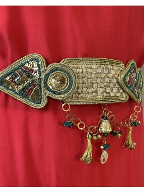 CEINTURE DORE ARTISANALE BRODEE