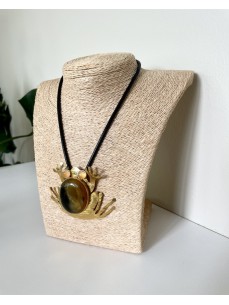 COLLIER CORDON GRENOUILLE YEUX JAUNE 2