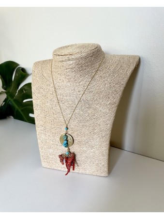 COLLIER  TURQUOISE&CORAIL