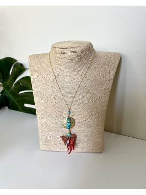 COLLIER  TURQUOISE&CORAIL