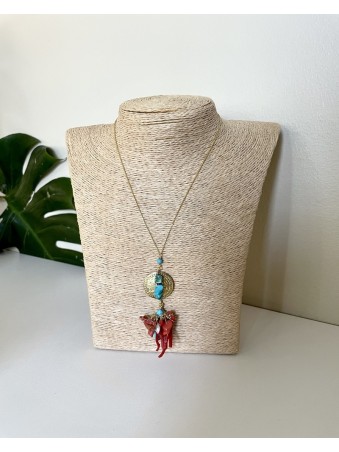 COLLIER  TURQUOISE&CORAIL