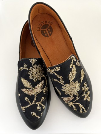 MOCASSIN BRODE EN DORE