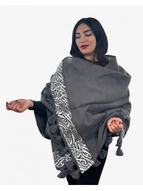 ECHARPE HAYEK CALLIGHRAPHIE&POMPONS