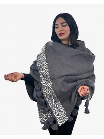 ECHARPE HAYEK CALLIGHRAPHIE&POMPONS