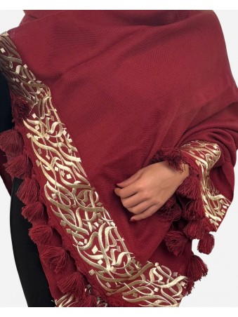 ECHARPE HAYEK CALLIGHRAPHIE&POMPONS