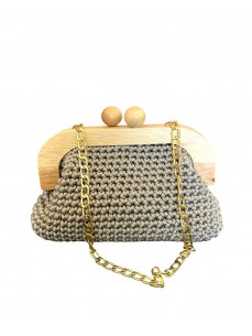 POCHETTE EN MACRAME FERMOIRE EN BOIS 2