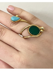 BAGUE  SPIRALE PIERRE TURQUOISE 2