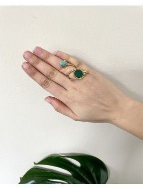 BAGUE  SPIRALE PIERRE TURQUOISE