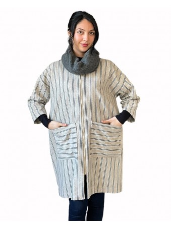 VESTE KACHABIA RAYE AVEC CACHE COU