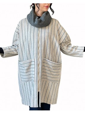 VESTE KACHABIA RAYE AVEC CACHE COU