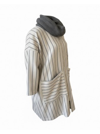 VESTE KACHABIA RAYE AVEC CACHE COU