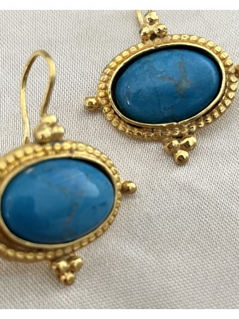 BOUCLES OVALE PIERRE TURQUOISE