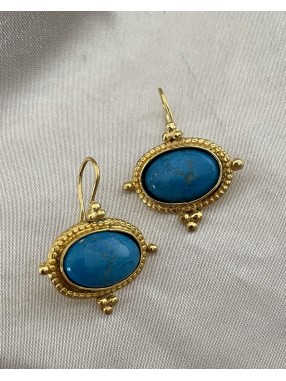 BOUCLES OVALE PIERRE TURQUOISE