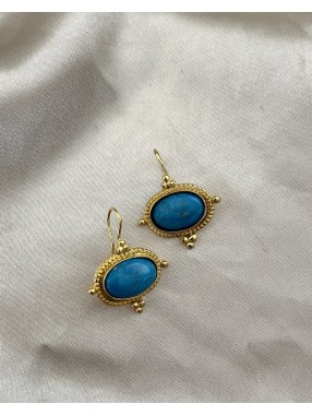 BOUCLES OVALE PIERRE TURQUOISE