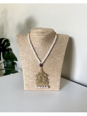 COLLIER PERLES DE CULTURE & AMETHYSTE