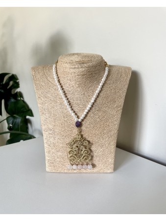 COLLIER PERLES DE CULTURE & AMETHYSTE