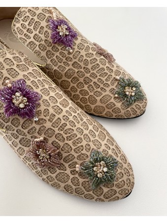 MOCASSIN ECRU BRODEE FLORALE