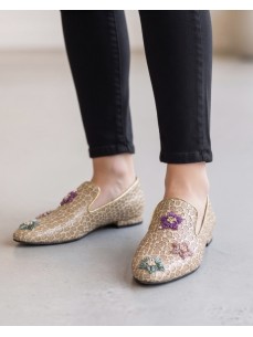 MOCASSIN ECRU BRODEE FLORALE