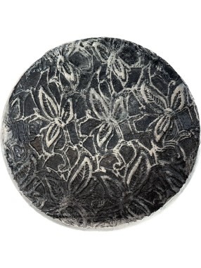 ASSIETTE MOTIF FLEURS EN RAKU