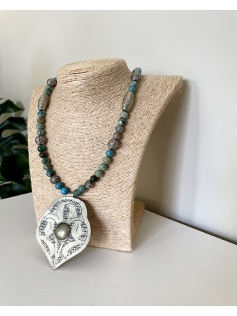 COLLIER BERBERE PIERRE CHRYSOCOLLE