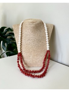 SAUTOIRE PERLES DE CULTURE ET CORAIL