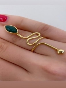 Bague en argent trempé dans l'or spiralée avec pierre en amande couleur L 6cm 2